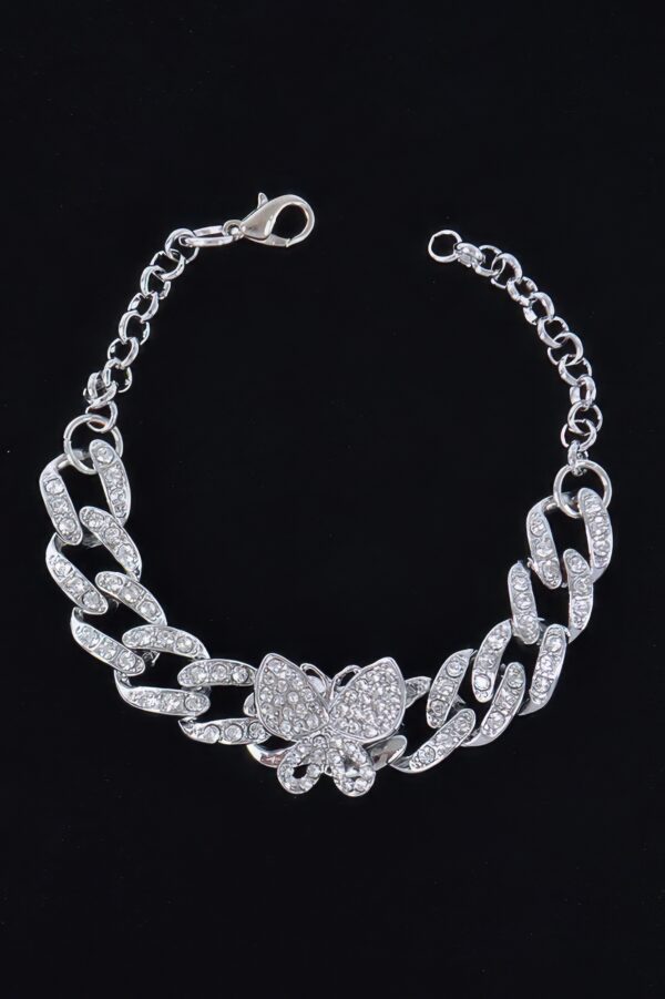Butterfly Chain Bracelet with Rhinestone Accent