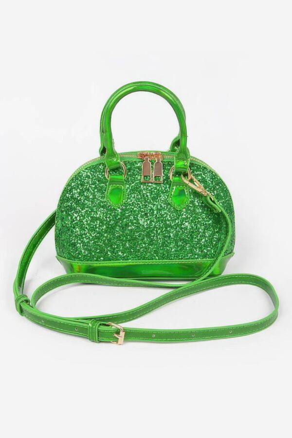 Glitter Mirror Top-Handle Crossbody Bag
