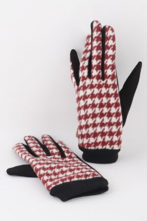 Houndstooth Pattern Gloves – Classic Winter Pair