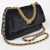 Velvet Quilted Fur Chain Flap Clutch – Evening
