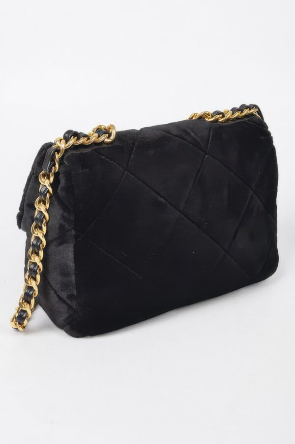 Velvet Quilted Fur Chain Flap Clutch – Evening