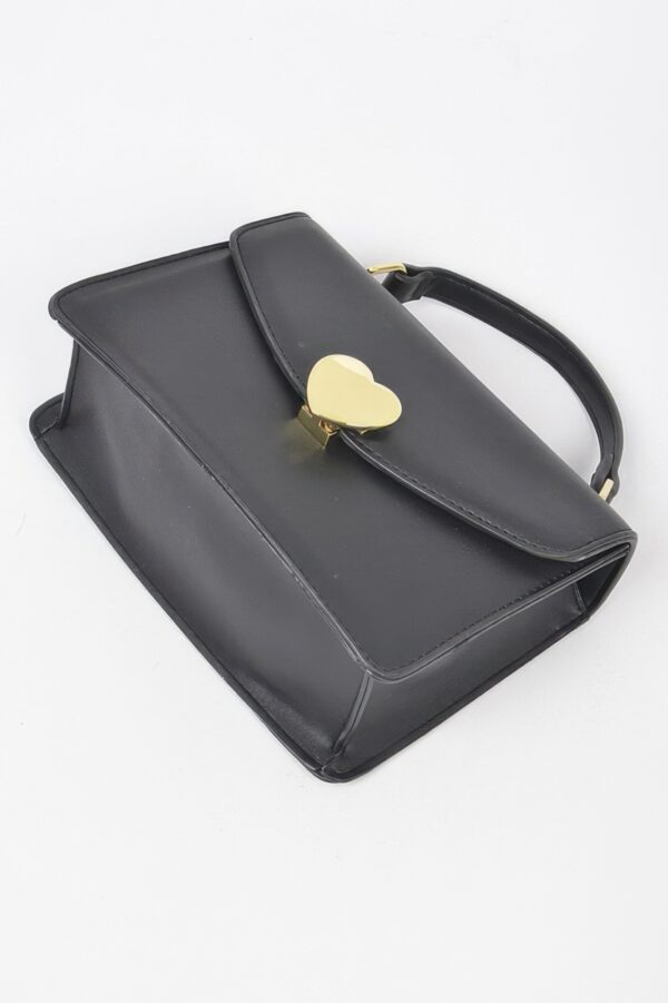 Heart Metal Top-Handle Clutch - Structured Evening Bag