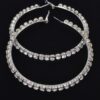 8cm Rhinestone Hoop Earrings - Sparkling Statement Hoops