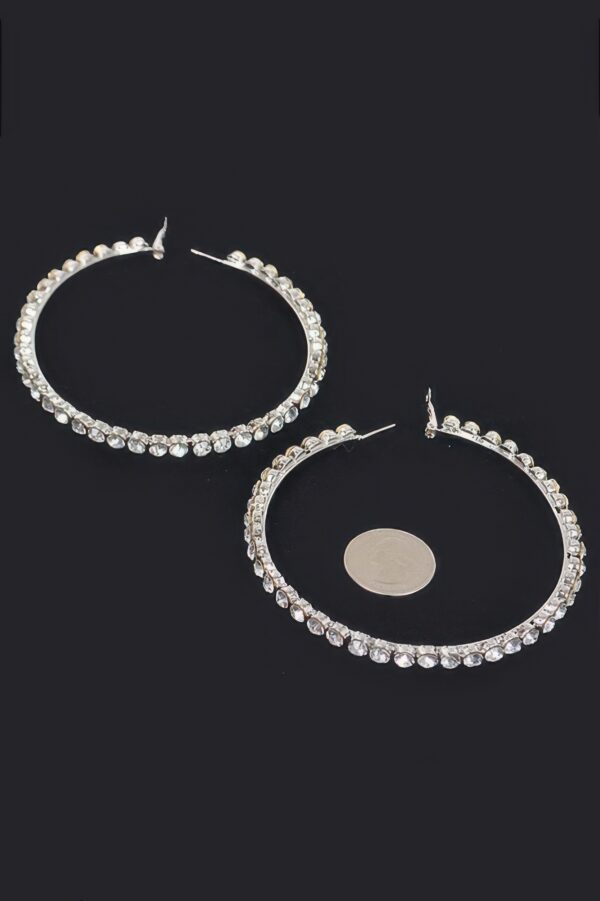 8cm Rhinestone Hoop Earrings - Sparkling Statement Hoops
