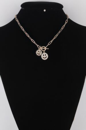 Smiley Face Duo Toggle Chain Necklace – Double Accent