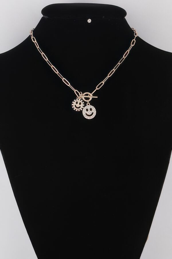 Smiley Face Duo Toggle Chain Necklace – Double Accent