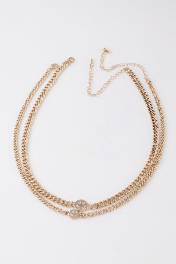 Smiley Face Duo Choker Necklace - Double Charm