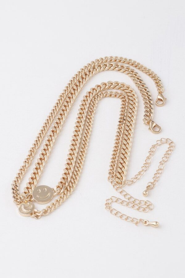Smiley Face Duo Choker Necklace - Double Charm