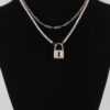 Lock Pendant Necklace with Rhinestone Trim
