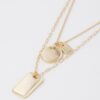 Double Layered Name Tag Necklace - 14-inch Length