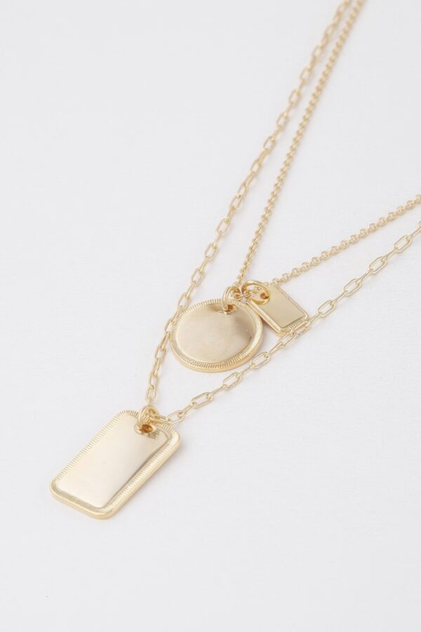 Double Layered Name Tag Necklace - 14-inch Length