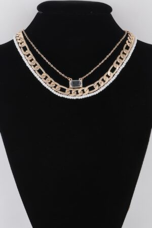 Multi-Crystal & Pearl Accent Necklace – 16 Inch