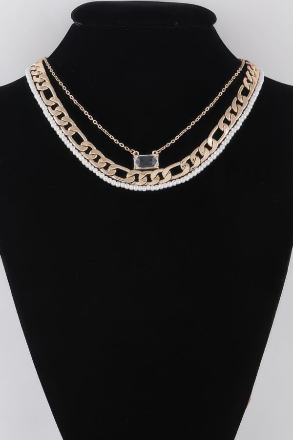 Multi-Crystal & Pearl Accent Necklace – 16 Inch