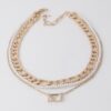 Multi-Crystal & Pearl Accent Necklace - 16 Inch