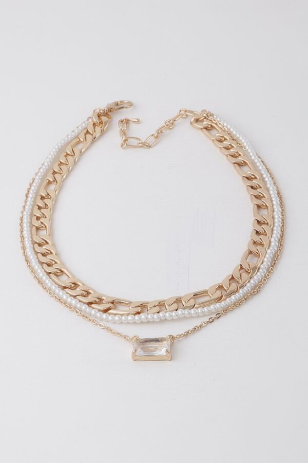 Multi-Crystal & Pearl Accent Necklace - 16 Inch