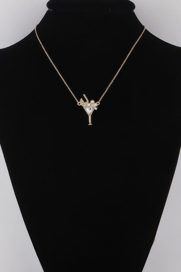Martini Glass Pendant Necklace with Jeweled Accent
