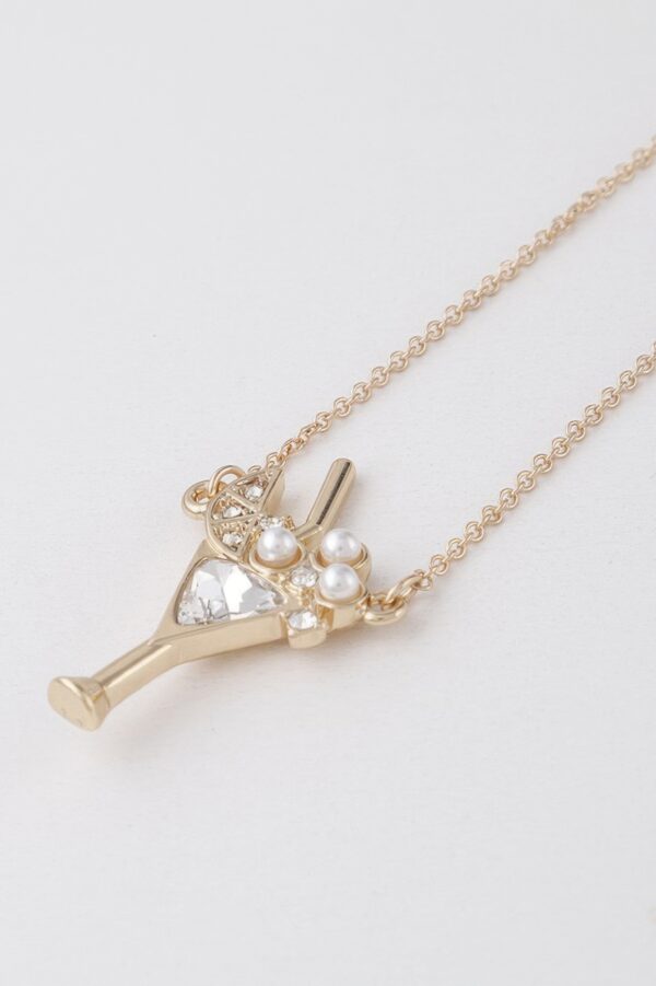 Martini Glass Pendant Necklace with Jeweled Accent