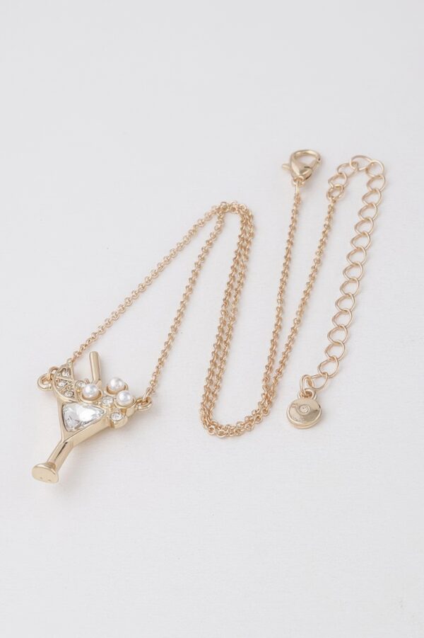 Martini Glass Pendant Necklace with Jeweled Accent