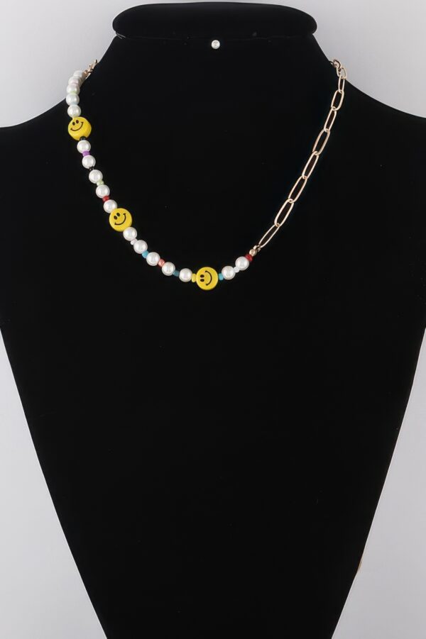 Smiley Face Pearl-Accent Chain Necklace, 16-inch