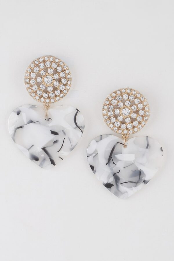 Marbled Heart Drop Earrings - Romantic Heart Drops
