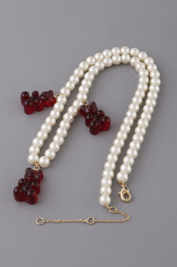 Gummy Bear Trio Necklace with Pearled Accents