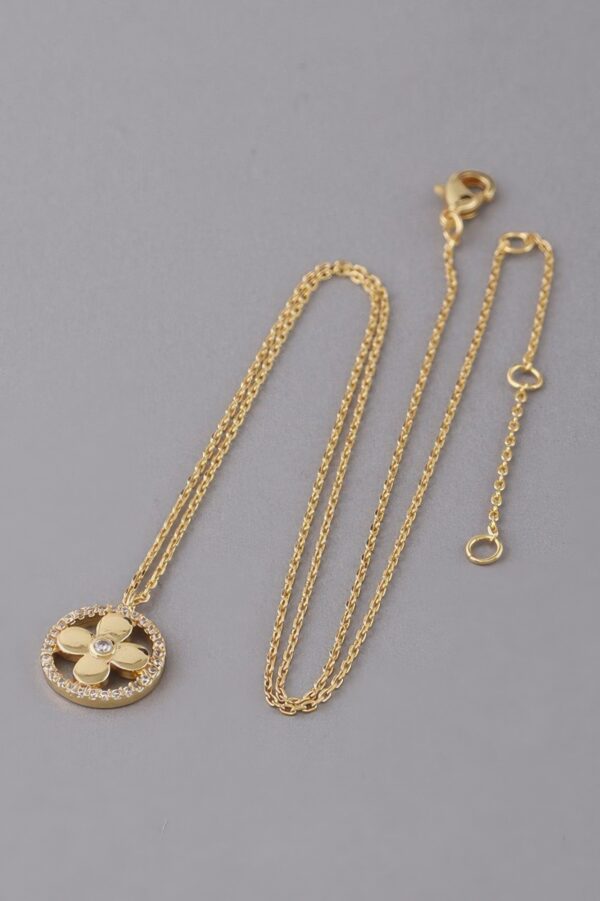 Clover Pendant Necklace with Jeweled Accents