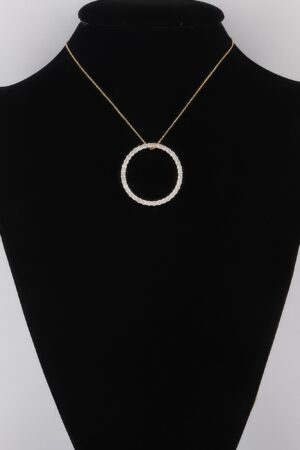 Circle Pendant Necklace with Jeweled Accent