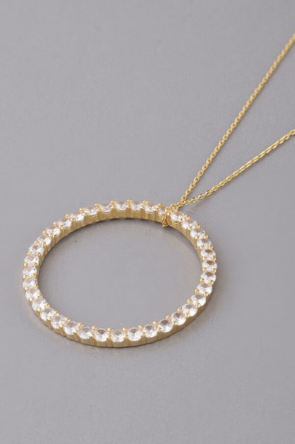Circle Pendant Necklace with Jeweled Accent