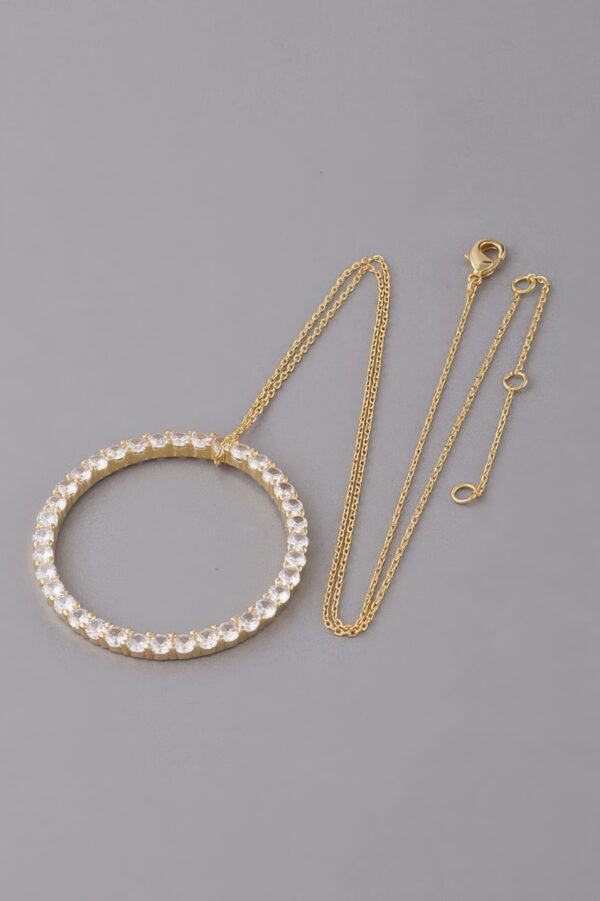 Circle Pendant Necklace with Jeweled Accent