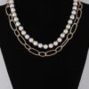Double-Layer Pearl N Chain Necklace – Mixed Texture
