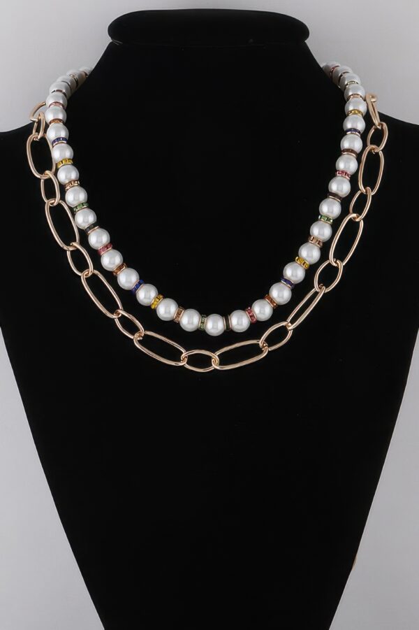 Double-Layer Pearl N Chain Necklace – Mixed Texture