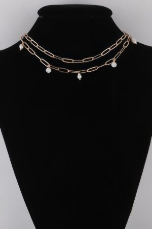 Beaded Rhinestone Chain Necklace – 16-inch Sparkle