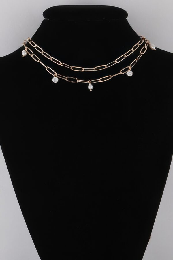 Beaded Rhinestone Chain Necklace – 16-inch Sparkle