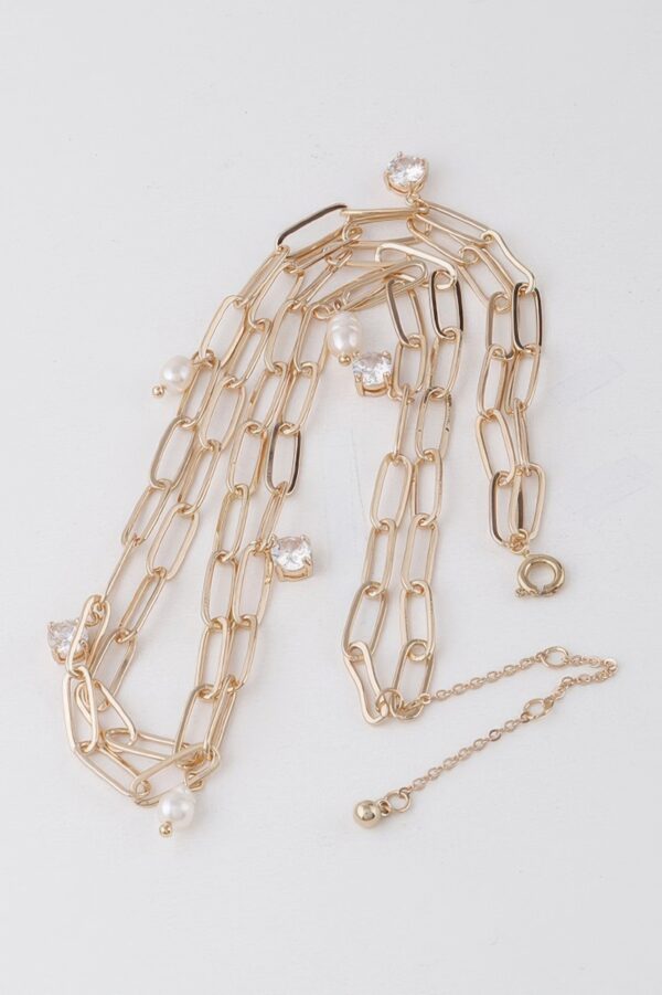 Beaded Rhinestone Chain Necklace - 16-inch Sparkle