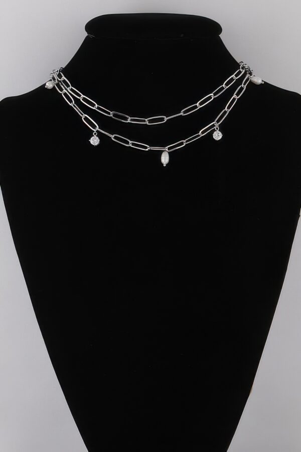 Beaded Rhinestone Chain Necklace - 16-inch Sparkle