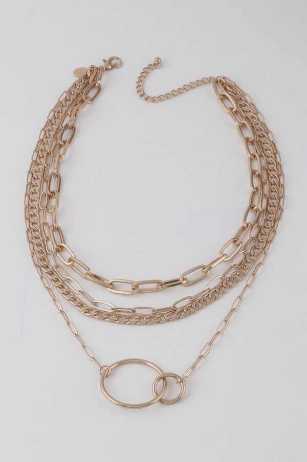 Linked Circles Chain Necklace - 16-Inch Minimalist Accent