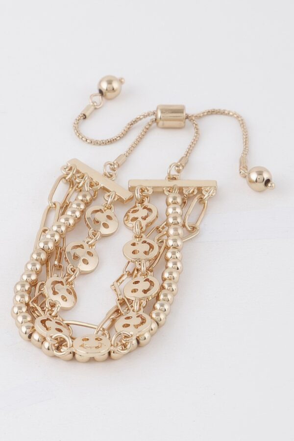 Smiley Face Beaded Chain Bracelet - Playful Charm