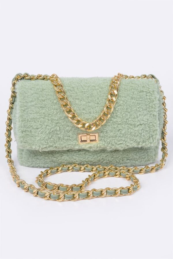 Faux Fur Shoulder Bag with Mixed-Metal Accents