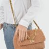 Faux Fur Shoulder Bag with Mixed-Metal Accents