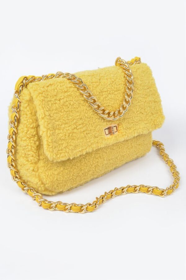 Faux Fur Shoulder Bag with Mixed-Metal Accents