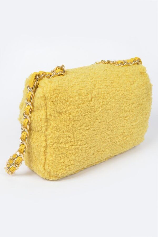 Faux Fur Shoulder Bag with Mixed-Metal Accents