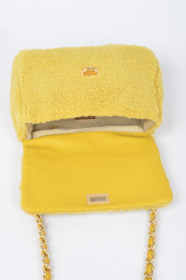 Faux Fur Shoulder Bag with Mixed-Metal Accents