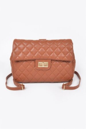 Quilted Faux Leather Flap Backpack – Structured Flap