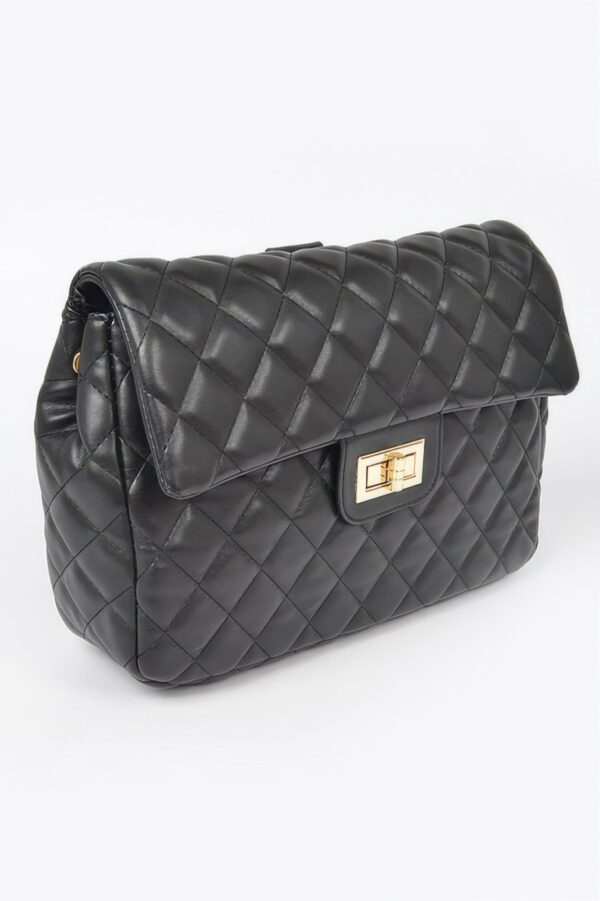 Quilted Faux Leather Flap Backpack - Structured Flap