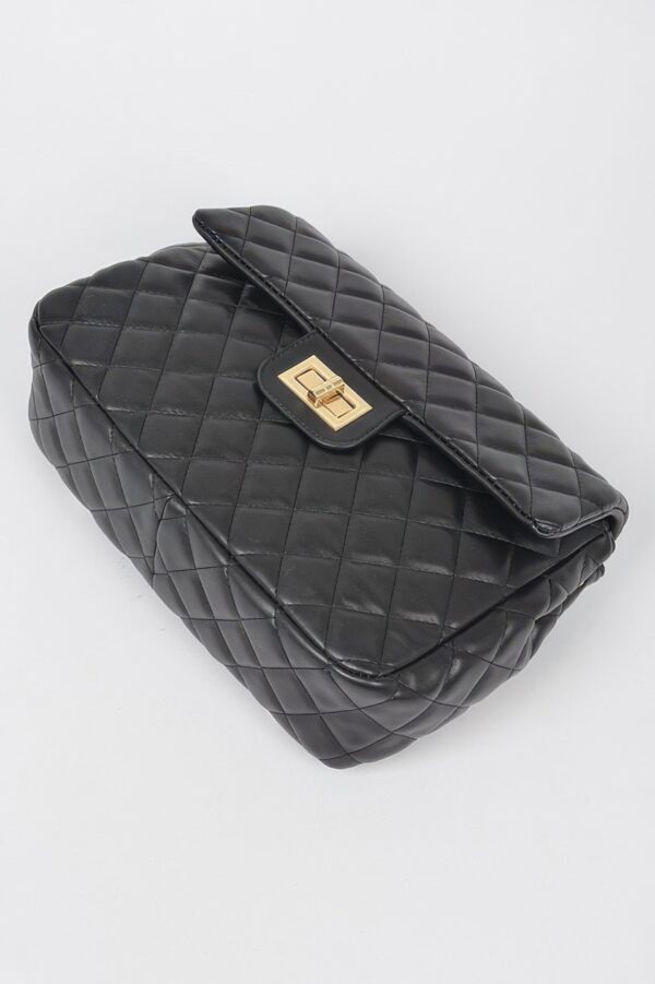 Quilted Faux Leather Flap Backpack - Structured Flap