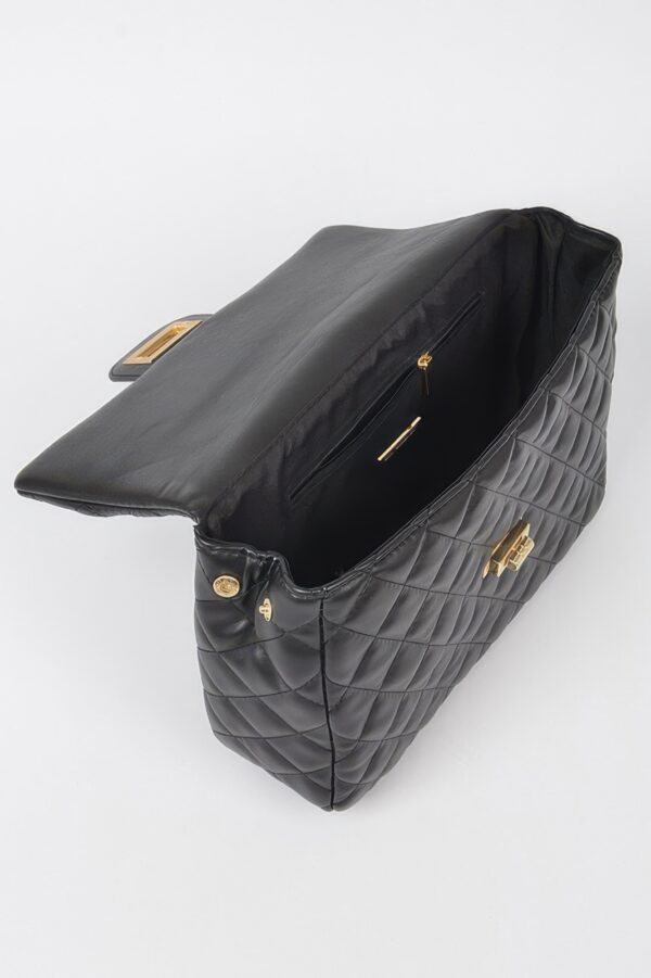 Quilted Faux Leather Flap Backpack - Structured Flap