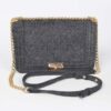 Quilted Denim Shoulder Bag – Mixed Metal Hardware