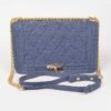 Quilted Denim Shoulder Bag - Mixed Metal Hardware