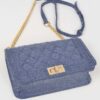 Quilted Denim Shoulder Bag - Mixed Metal Hardware