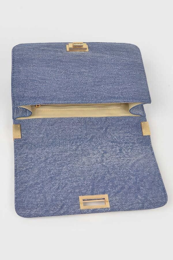 Quilted Denim Shoulder Bag - Mixed Metal Hardware
